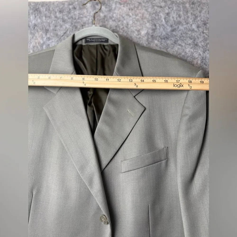 Jones New York‎ Blazer Jacket Men 46R Gray 98% Wool Long Sleeve Single Breasted